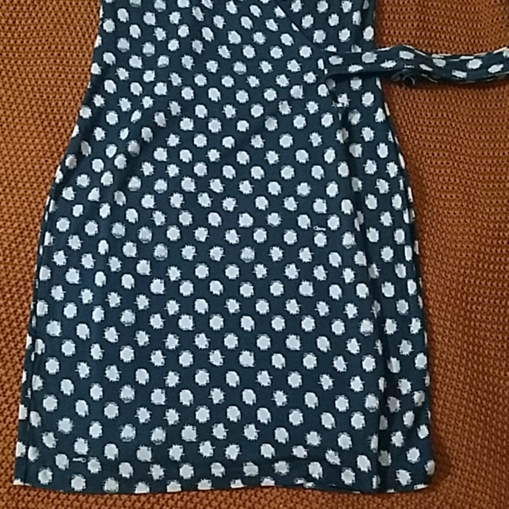 Dvf Julian Two Short Silk wrap dotted dress 6 blue and pink - Picture 7 of 7